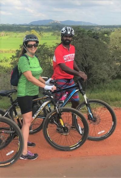  Deborah Littlejohn Cycling on the  tour with redspokes